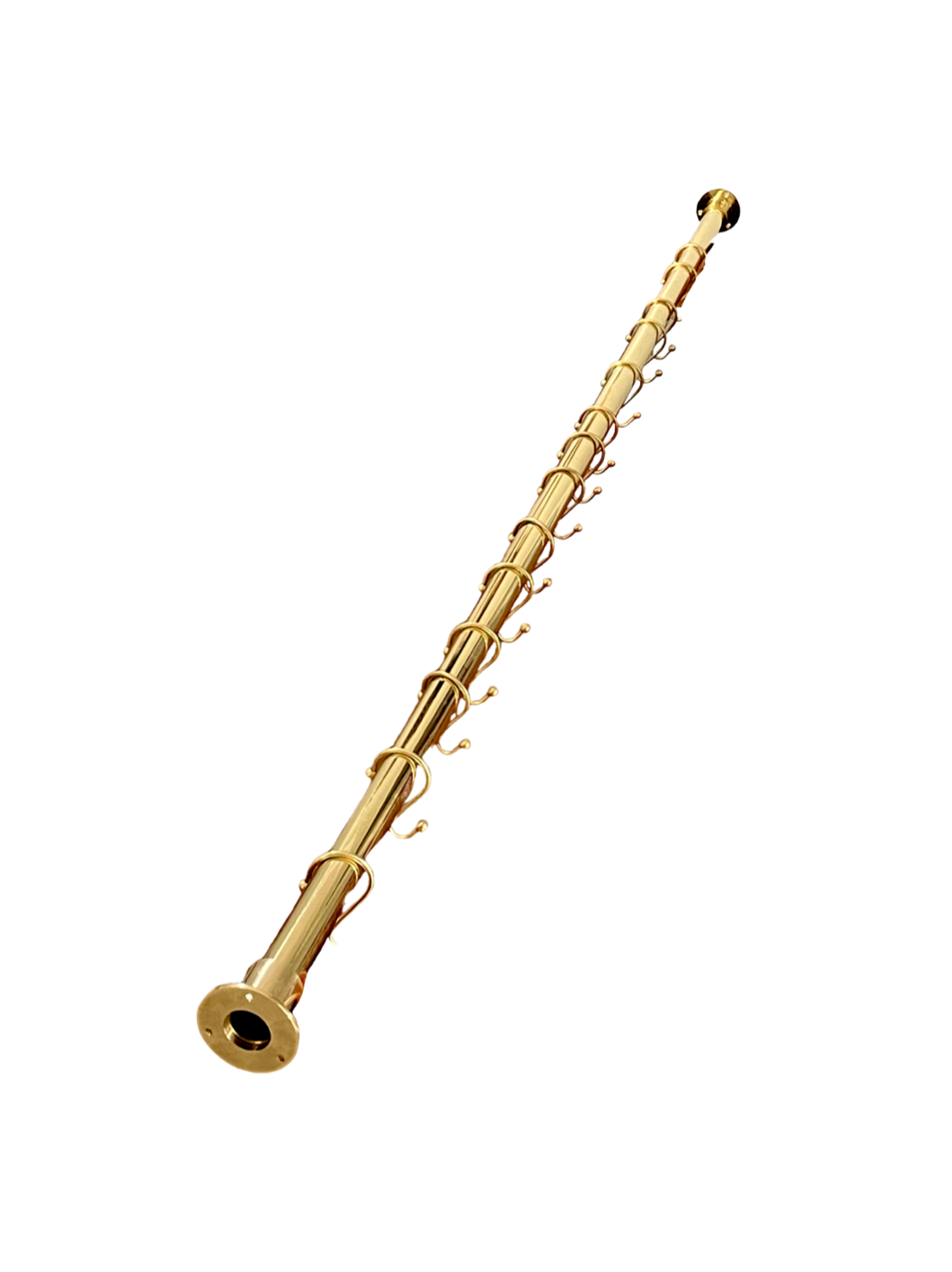 Unlacquered Brass Shower Curtain Rod with Curtain Hooks