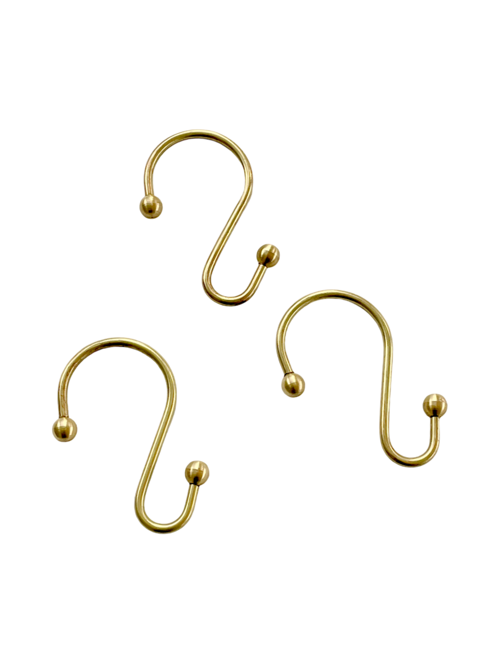 Unlacquered Brass Shower Curtain Rod with Curtain Hooks