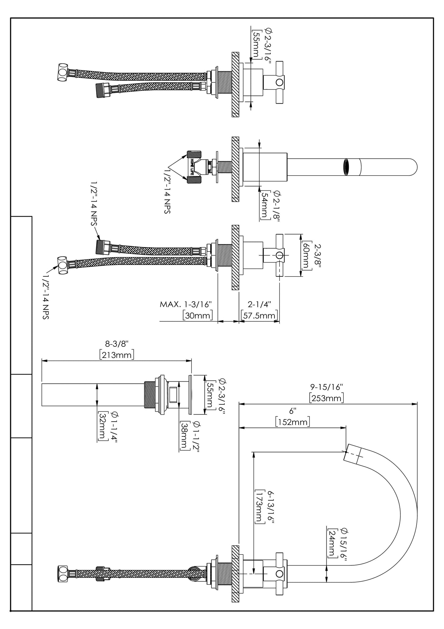 HRLBrass Gooseneck Bath Faucet