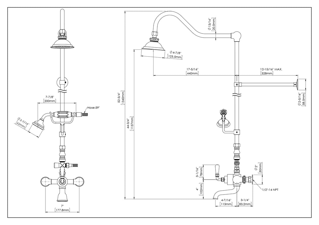 Pressure Balance Valve Tub Shower Combo