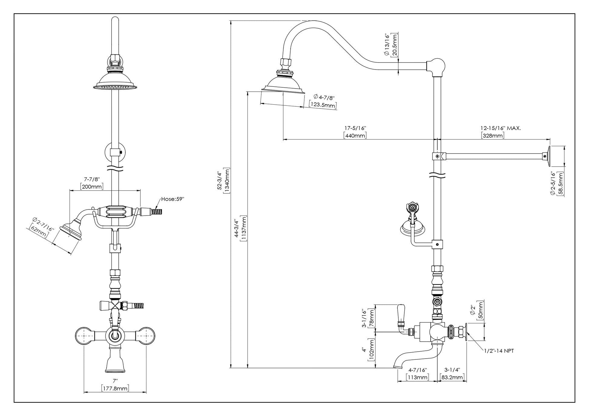 Pressure Balance Valve Tub Shower Combo