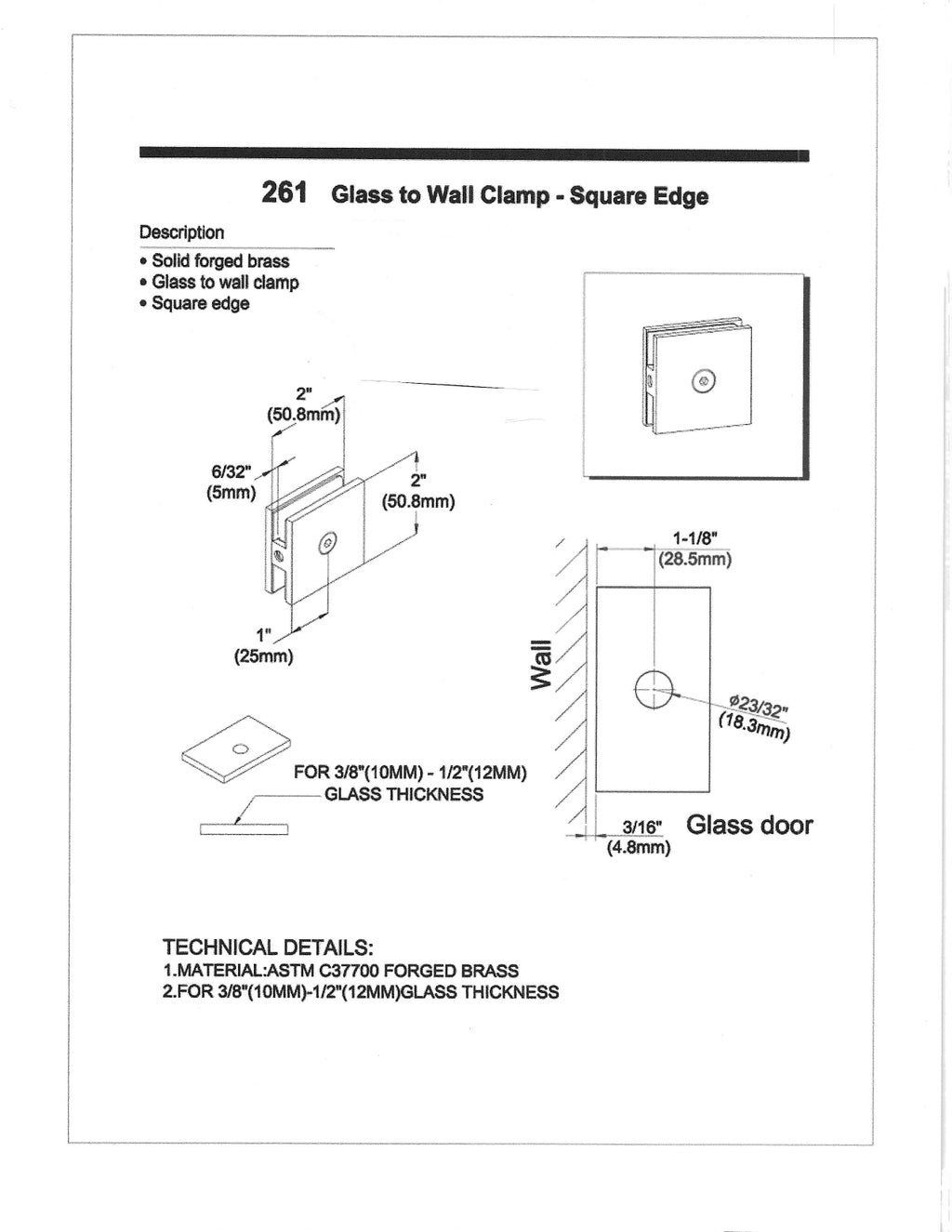 HRLBrass Shower Clips and Hinges