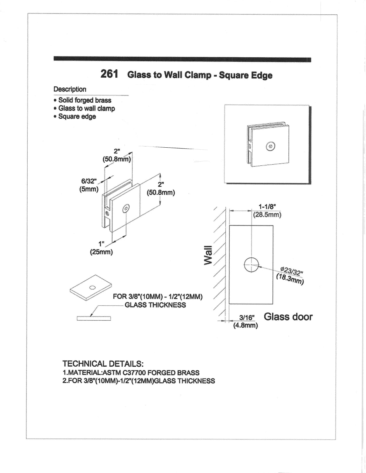 HRLBrass Shower Clips and Hinges