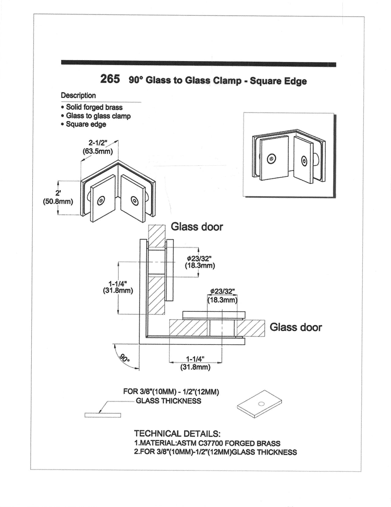 HRLBrass Shower Clips and Hinges