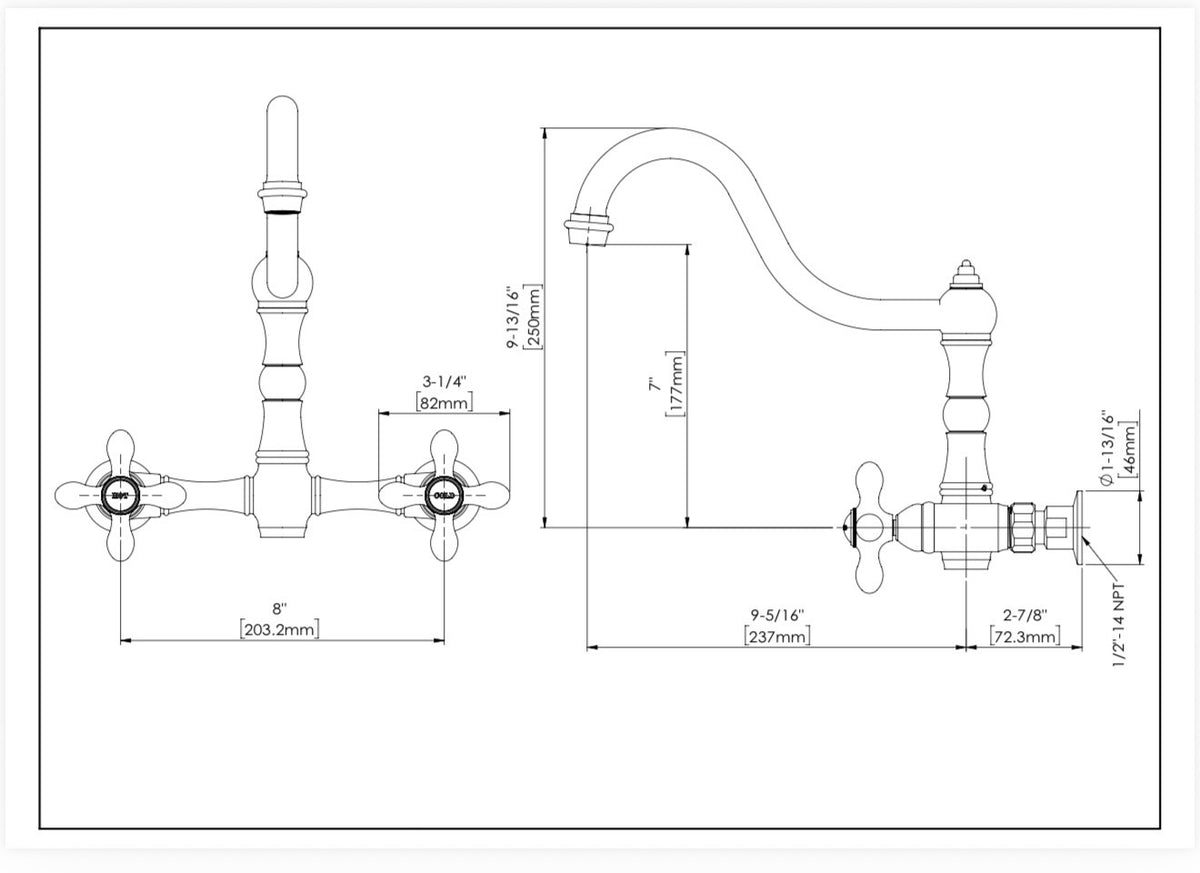 HRLBrass Wall Mount Kitchen Faucet