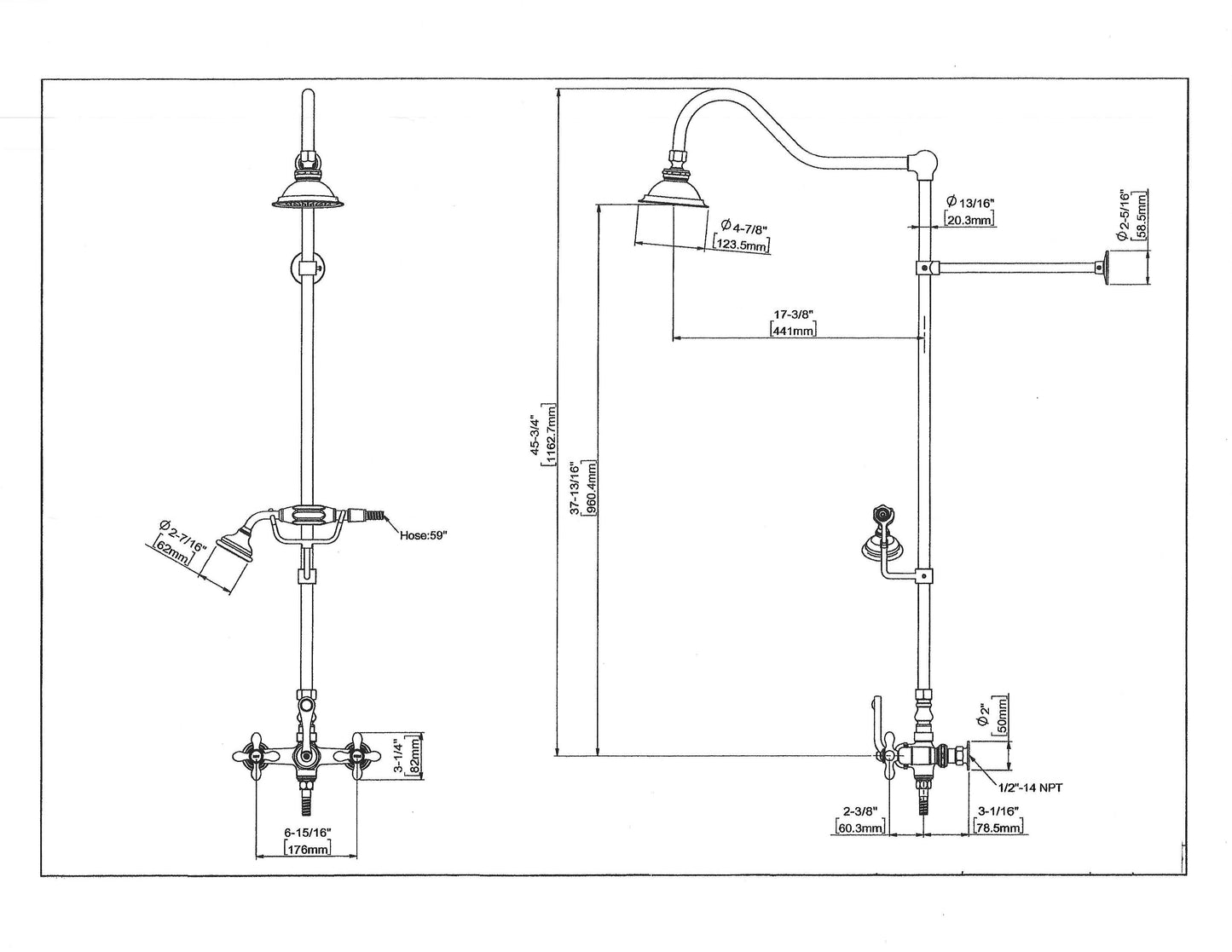 HRLBrass Exposed Shower System