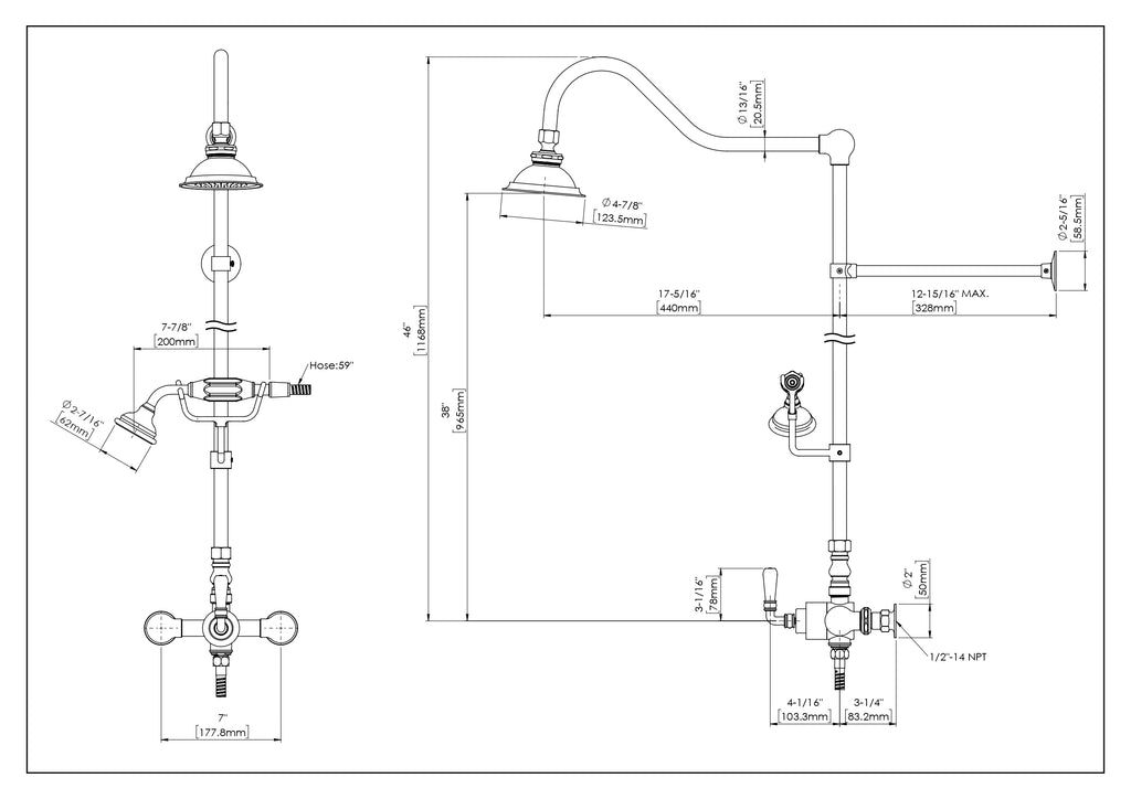 HRLBrass Exposed Shower System
