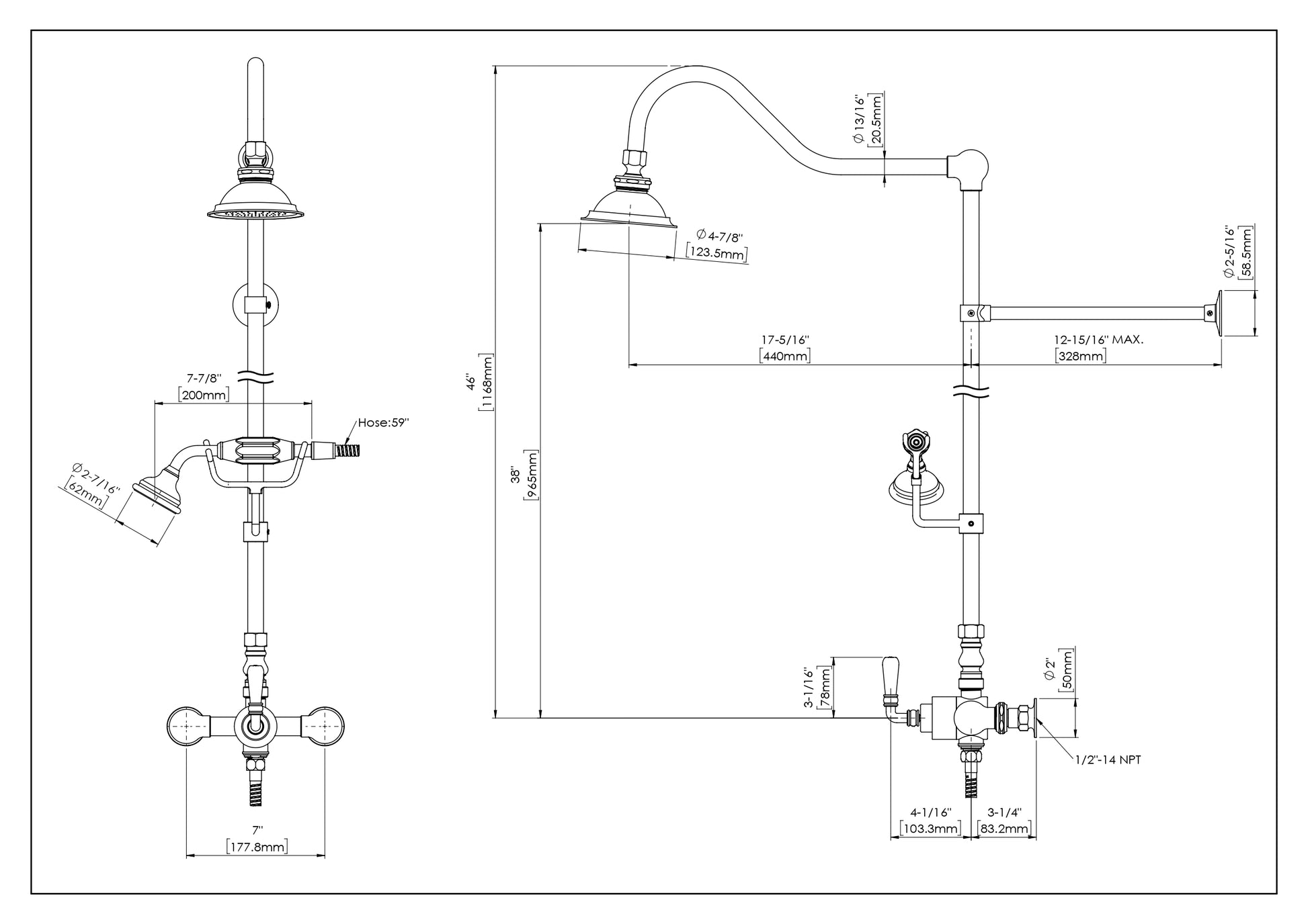 HRLBrass Exposed Shower System
