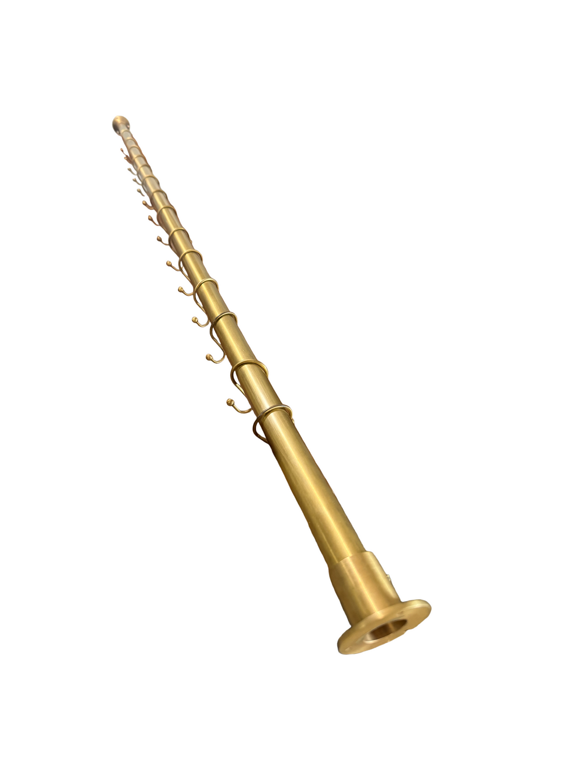 Unlacquered Brass Shower Curtain Rod with Curtain Hooks hrlbrass