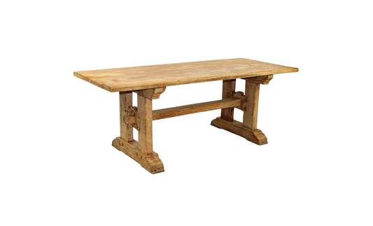 French Bleached Oak Trestle Table