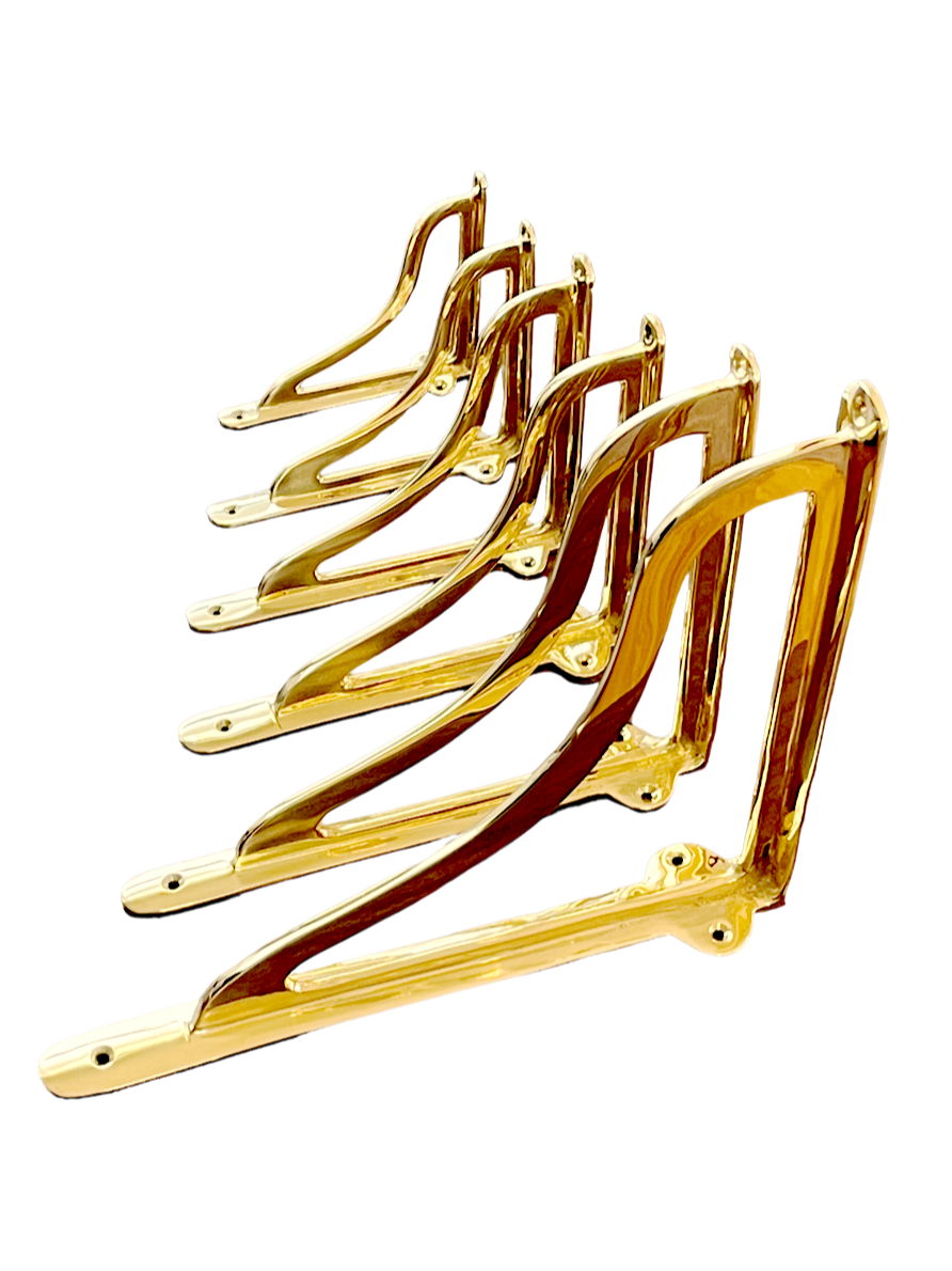 HRLBrass Shelf Brackets Polished Unlacquered Brass Hrlbrass   Out113 