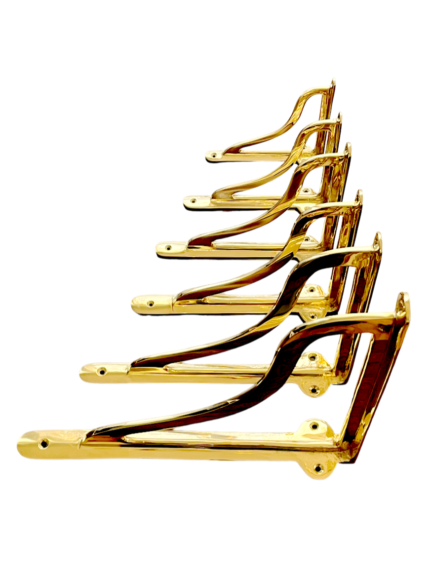 HRLBrass Shelf Brackets Polished Unlacquered Brass Hrlbrass   Out114 