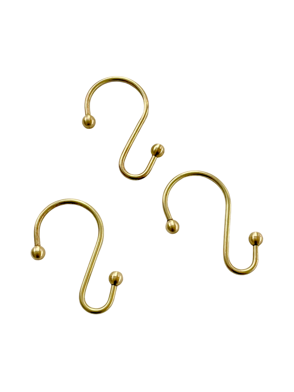 Set of 3 Handcrafted Unlacquered Brass Hooks For Wall - Brass Hooks For  Bathroom